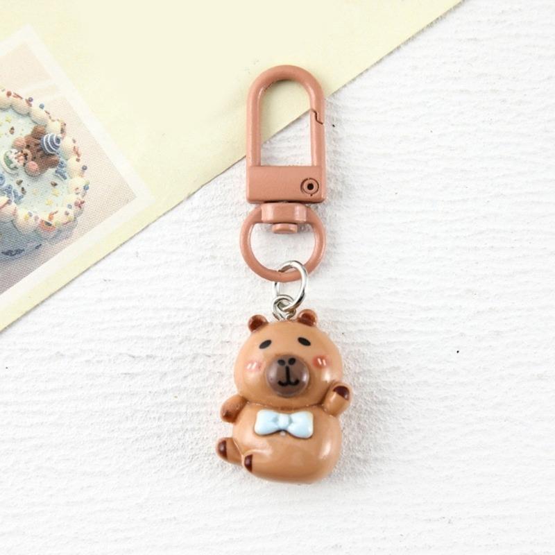 Fashionable Elegant Color Capybaras Keychain Charm Lovely Dress Up Sturdy Resin Pendant for Bags and Keys Decoration