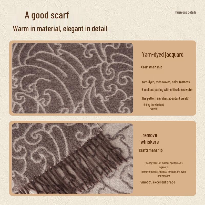 Shanghai Story 100% Lamb Wool Double-Sided Scarf