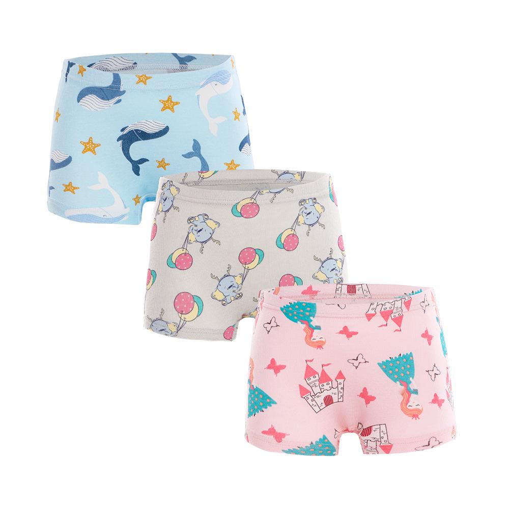 Girls' Pure Cotton Cartoon Boxer Briefs - Breathable School Shorts