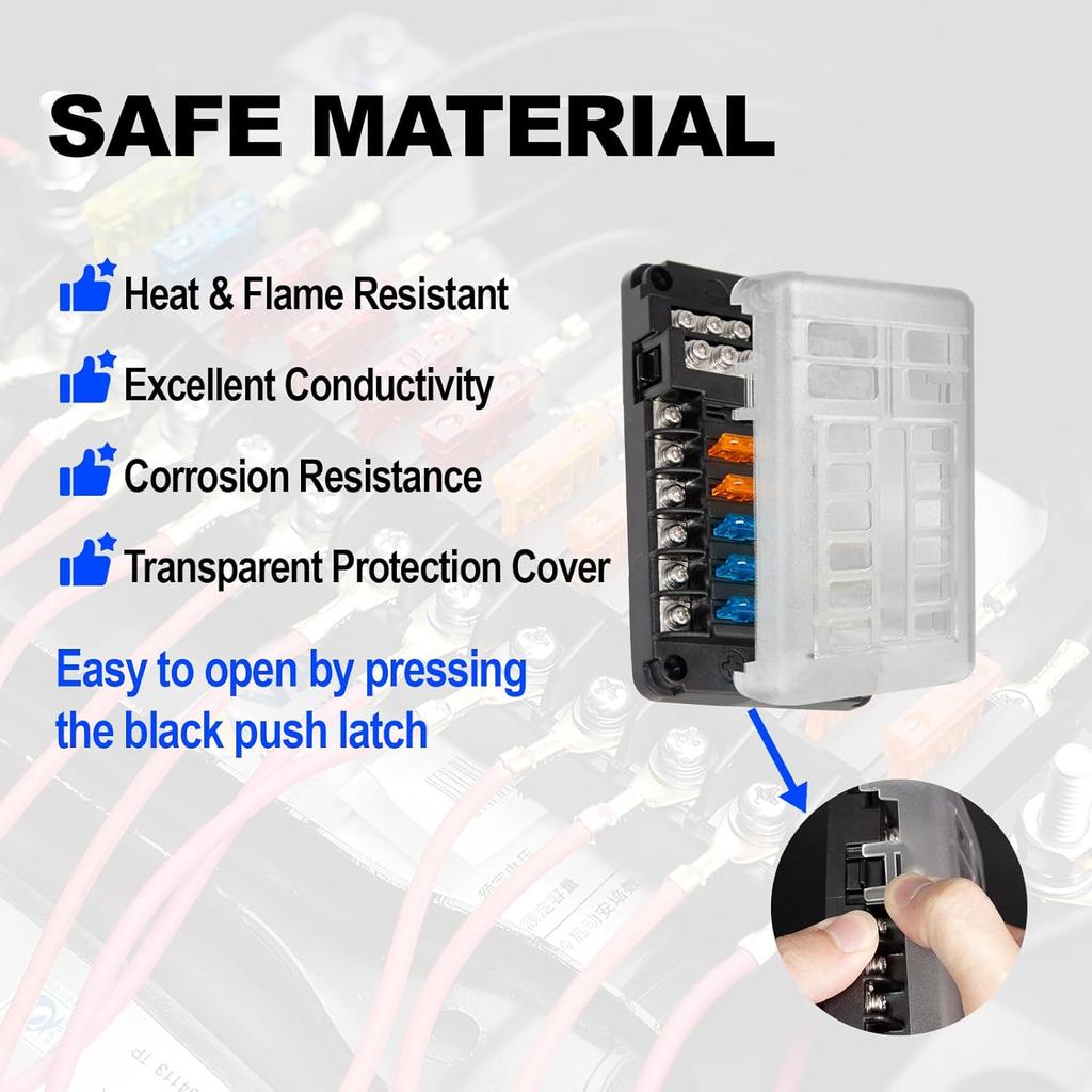 Fuse Block Blade Marine Fuse Panel Fuse Box ATC/ATO Waterproof Cover Negative Bus Included with LED Indicator for Car Boat Yacht RV Trailer Truck SUV