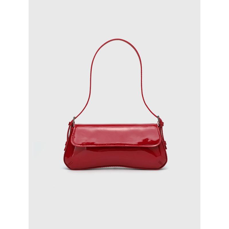 Red Baguette Armpit Bag Autumn New Products Fashionable and Simple Commuter Flip Retro Shoulder Bag