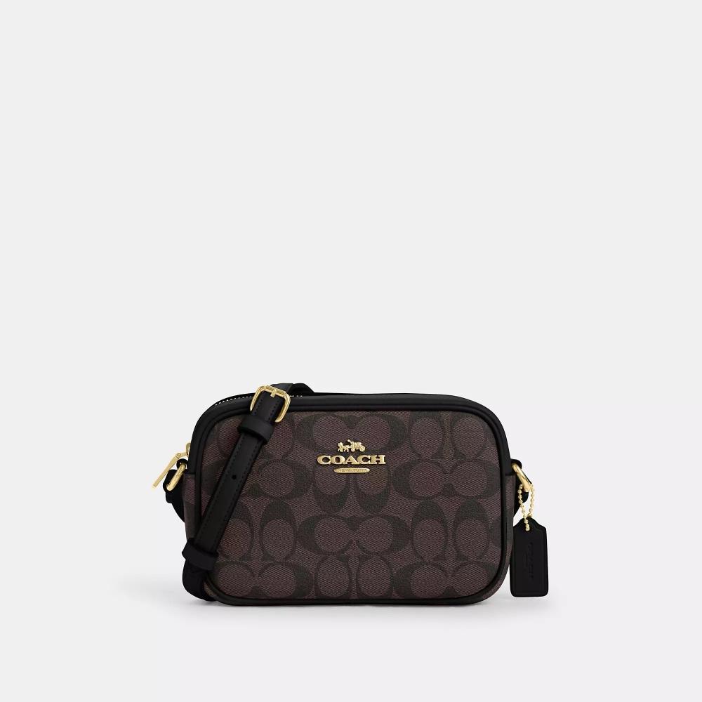 

Сумка для фотоаппарата Coach Mini Jamie из канвы Signature золотистого, коричневого, черного цвета