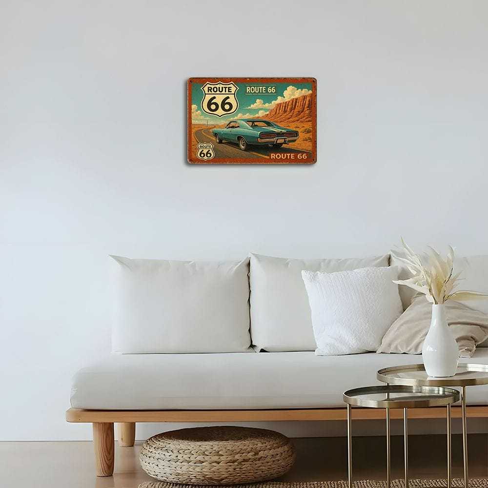 Vintage Route 66 Metal Sign.