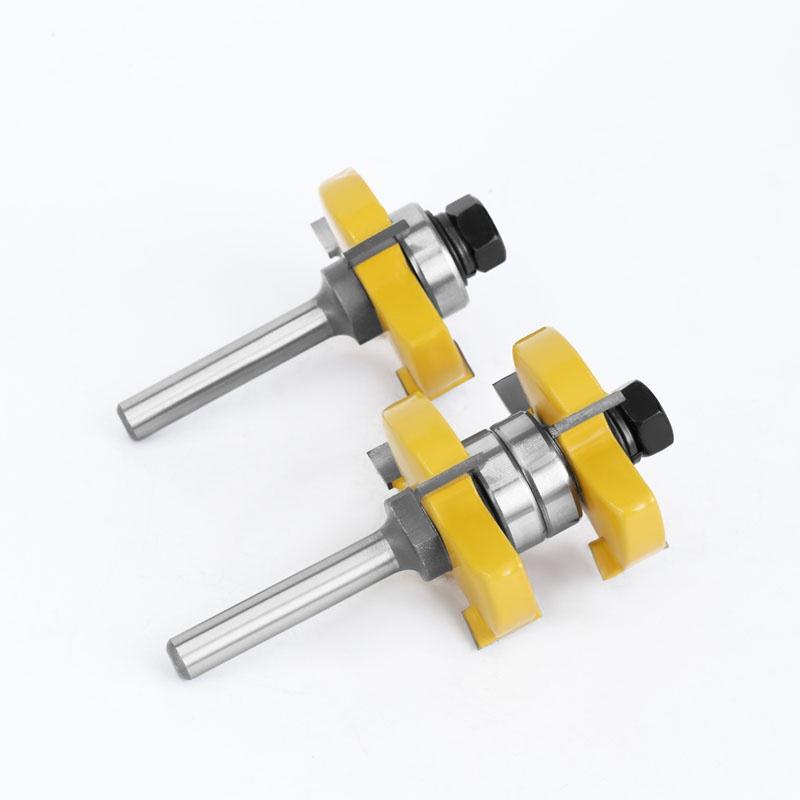 2pcs Set 8mm 12mm 1/2inch Shank Tongue & Groove Router Bits Set Stock 1-1/2 Tenon Milling Cutter for Wood Woodworking Tools Bit