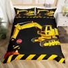 Excavator King Queen Duvet Cover Cartoon Construction Truck Bedding Set for Kids Boys Girls Tractor 2/3pcs Polyester Quilt Cover