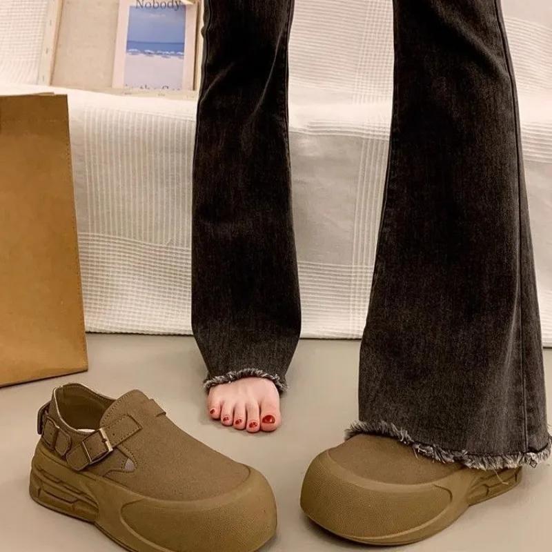 Fashion Women's Shoes Original High on Platform Round Toe Ladies Footwear Korean 39 New In Y2k Fashion Designer Luxury Vulcanized Shoe