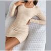 Women's Dresses Autumn Fitting Slim Plain Long Sleeve V-Neck Bodysuit Mini Casual Dresses Sexy Dress for Women