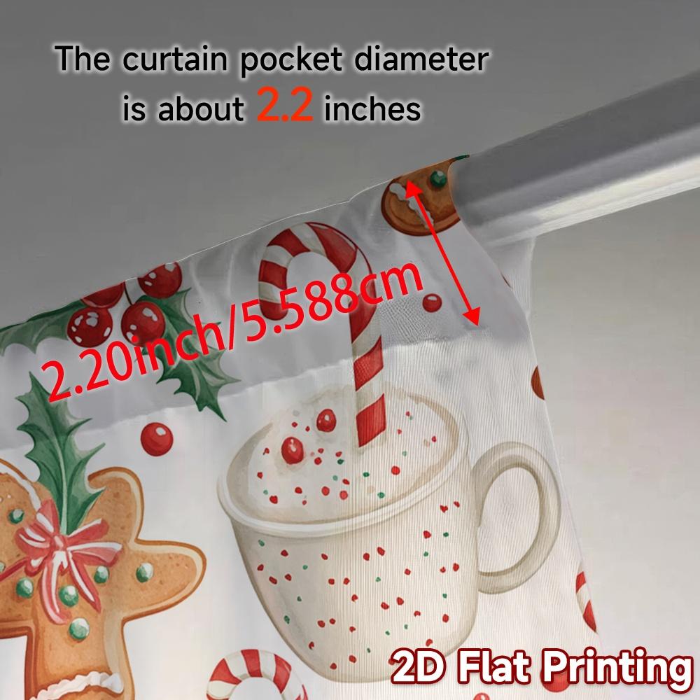 2pcs,Curtains Christmas Cookies Hot Chocolate Candy Modern Curtain Modern Polyester Curtains Decorations For Home Use for