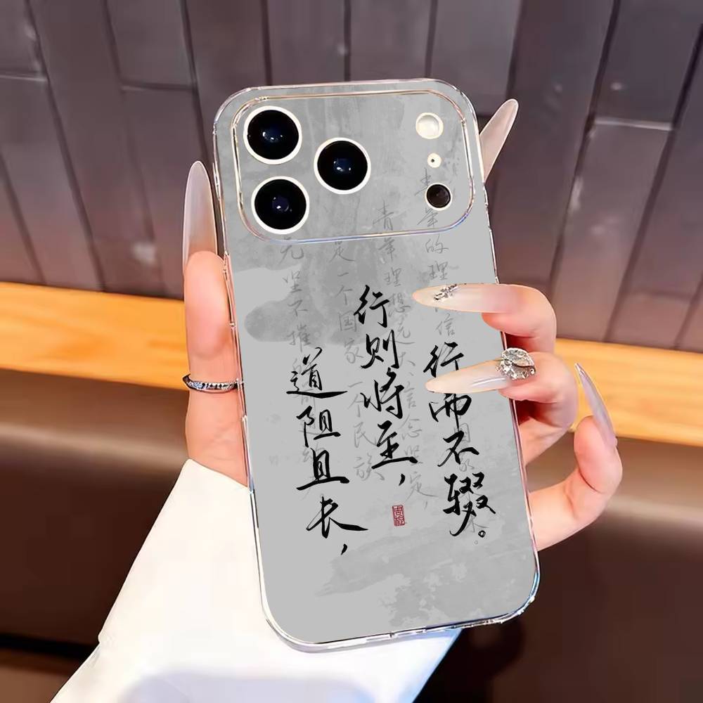 C-Chinese Calligraphy Phone Case For iPhone17,16,15,14,13,12,11 Plus,Pro Max Soft Transparent Cover