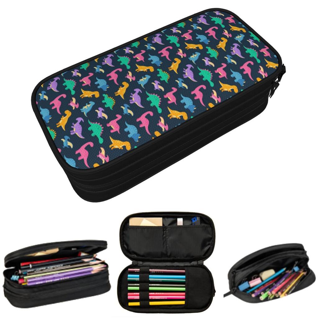 Colorful Dinosaurs Pattern Cartoon Pencil Case for Boy Girl School Pen Box Pencil Bag Stationery Supplies Pen Holder Bag