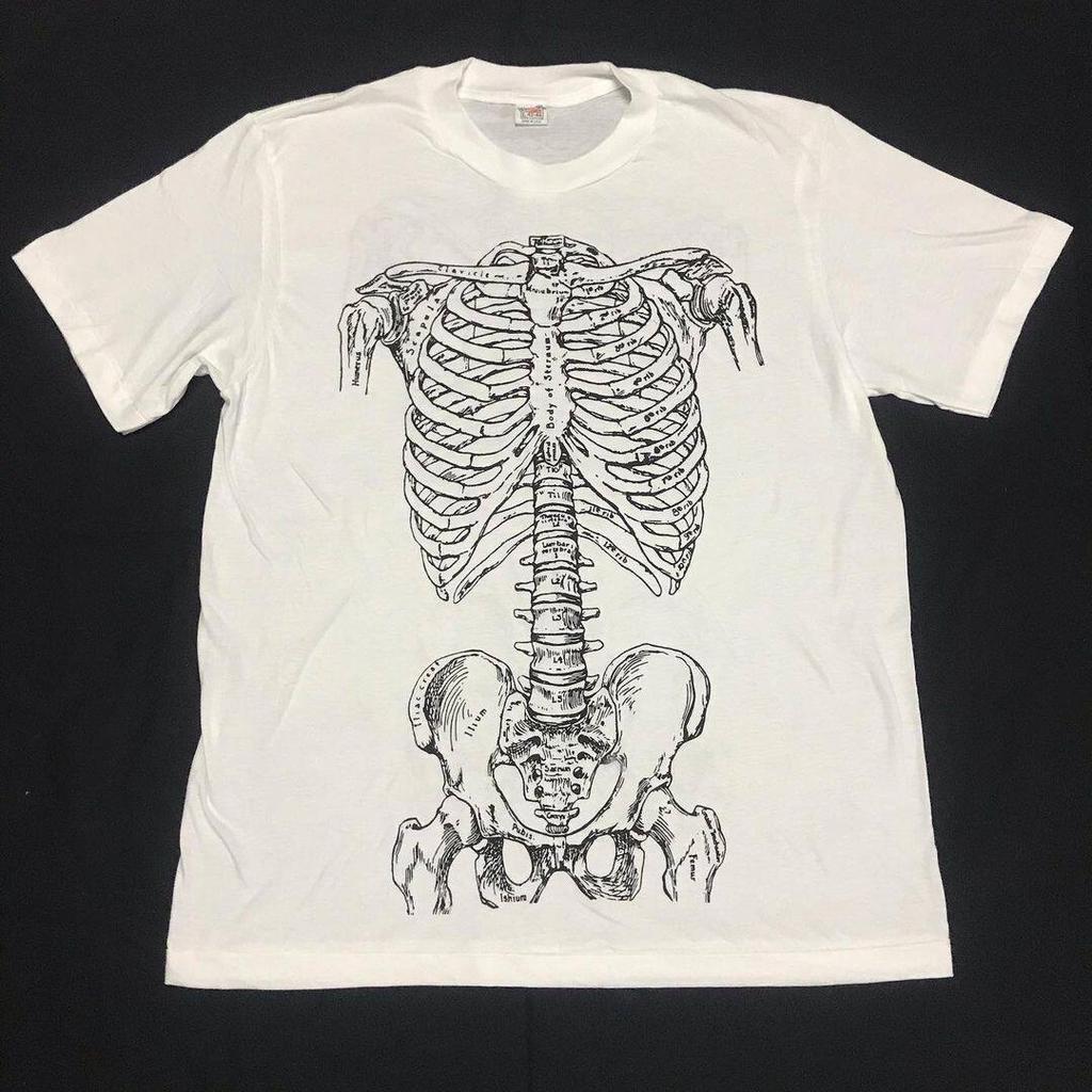 Vintage Skeleton Anatomy Print White Cotton T Shirt Y2k Streetwear Gothic Short Sleeve Casual Top For Unisex Unisex Teens