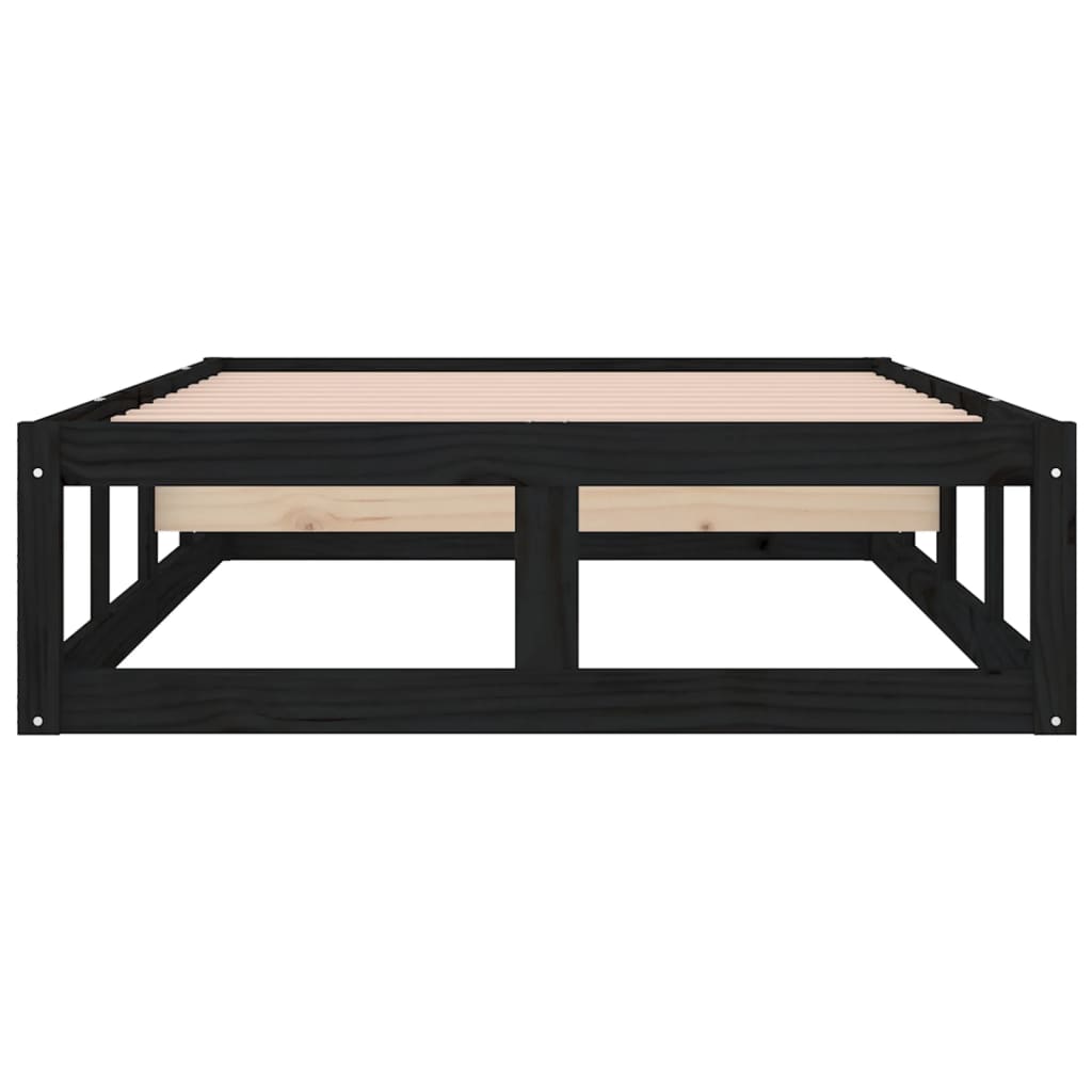Solid Wood Bed Black 75x190 cm