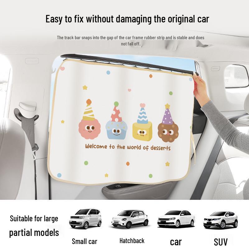 Car Rear Seat Cartoon Sun Shade: Baby Sun Protection and Privacy Curtain