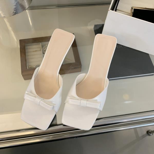 Fashion Shoes Ladies' Slippers Butterfly-Knot Thin Heels Rubber Flip Flops Square Toe Slipers Women Hawaiian 2025 Slides Elegant Sweet