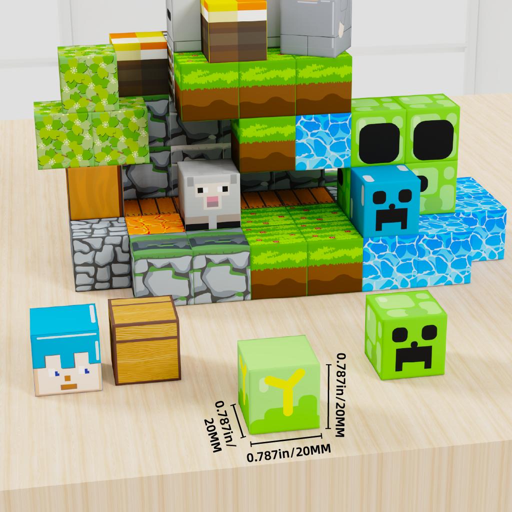 89PCS Creative Mine Magnet World Magnetic Building Blocks Organs Slime Castle Scene Suitable for Boys and Girls Birthday Gift