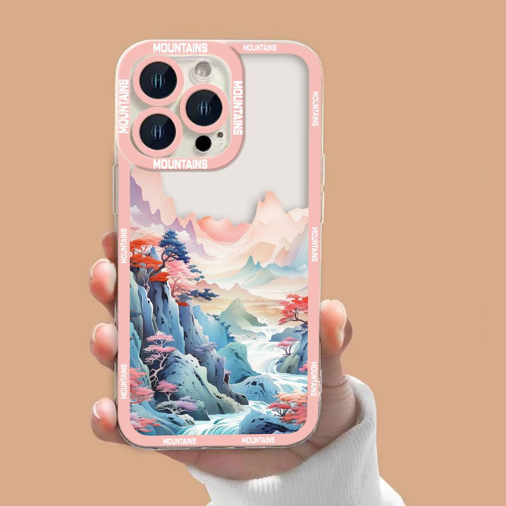 Snow Mountain Sunset Scenery Cover Clear Phone Case For Redmi Note 15 14 13 12 12S 11 11T 11S 10 9 10S 9S 8 Pro Plus Case Shell
