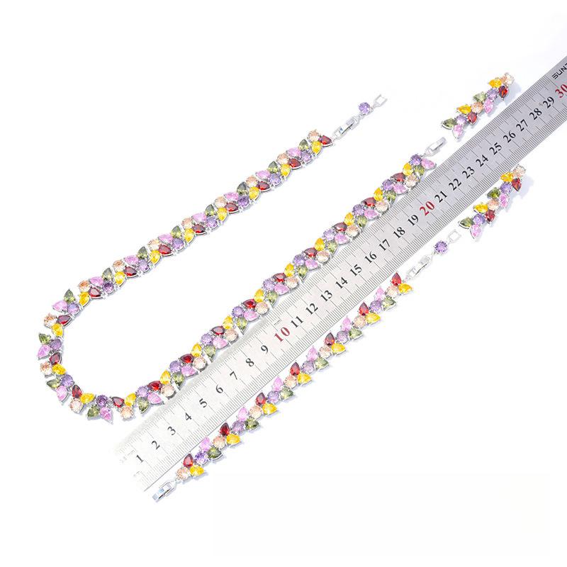 

Европейские и американские ослепительные модные цветные браслеты, серьги, ожерелья, свадебные комплекты, роскошные украшения в виде капель воды Earrings