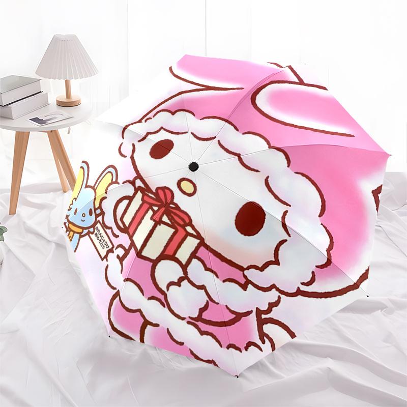 

1pc My Melody & Little My Automatic Opening/Closing Umbrella with 3-Fold Design, Iron Frame, Outdoor Use, Festival Gift for Fans, Travelers, Daily Use