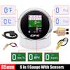 GPS Tacho 85mm 6 In 1 Digital Odometer Speed+Oil Press+Water Temp+Fuel Level+Voltage Meter 240~33ohm Float 1/8NPT Temp Senser Speedometers 1