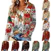 Women's V-Neck Long Sleeve Christmas Print Lightweight Blouse for Spring Summer