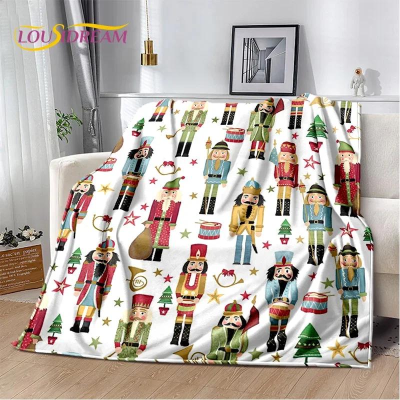 Christmas Tree New Year Nutcracker Cartoon Fairy Tales Blanket,Soft Throw Blanket for Home Bedroom Bed Sofa Cover Child Gift