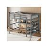 Lit surélevé pour enfants - MUVOE - 140 x 200 cm - Bureau intégré - Rangement sous le lit - Gris