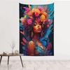 Wildflowers Vertical Wall Hanging, Illustrative Reference Chart Tapestry With Word, Beige White Vintage Tarot Flag Straight
