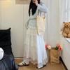 White Lace High-Waist Slimming Long Skirt for Women - Spring/Summer/Autumn