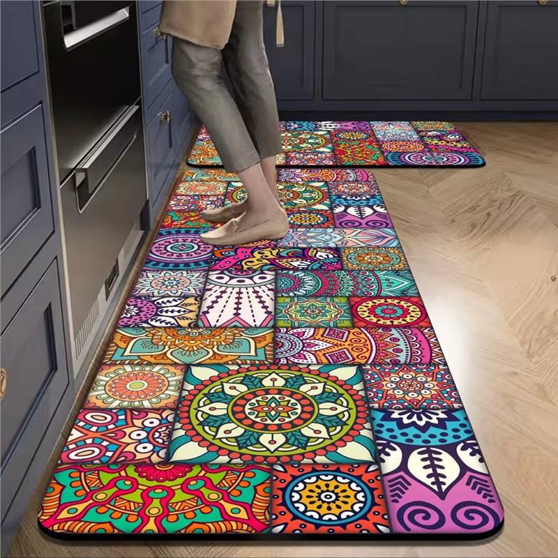 Kitchen Floor Mat Non-Slip, Oil-Proof, Waterproof, Wipe-In, Household Dirt-Resistant Door Mat, Long Carpet Mat