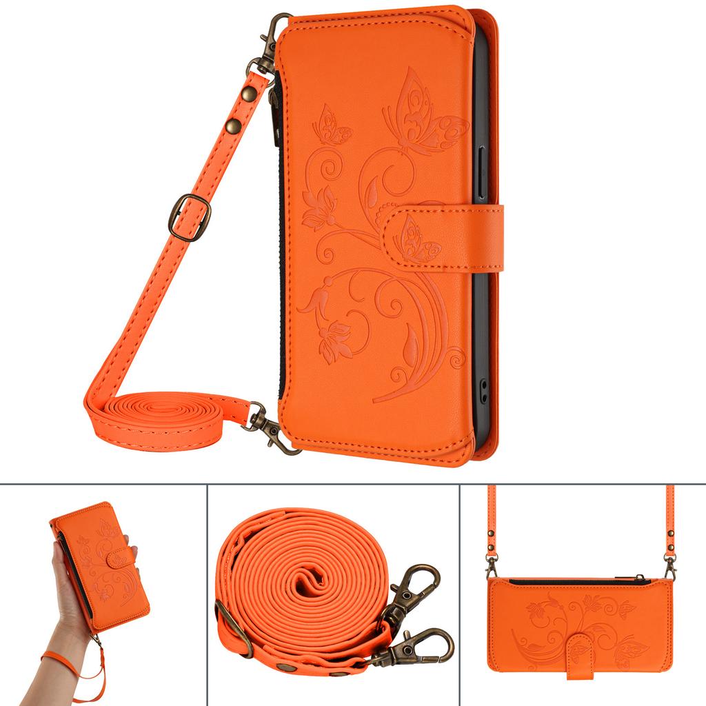 Applicable Google pixel 9A leather case Sony Xperia 1 VII butterfly love flower zipper wallet diagonal span case