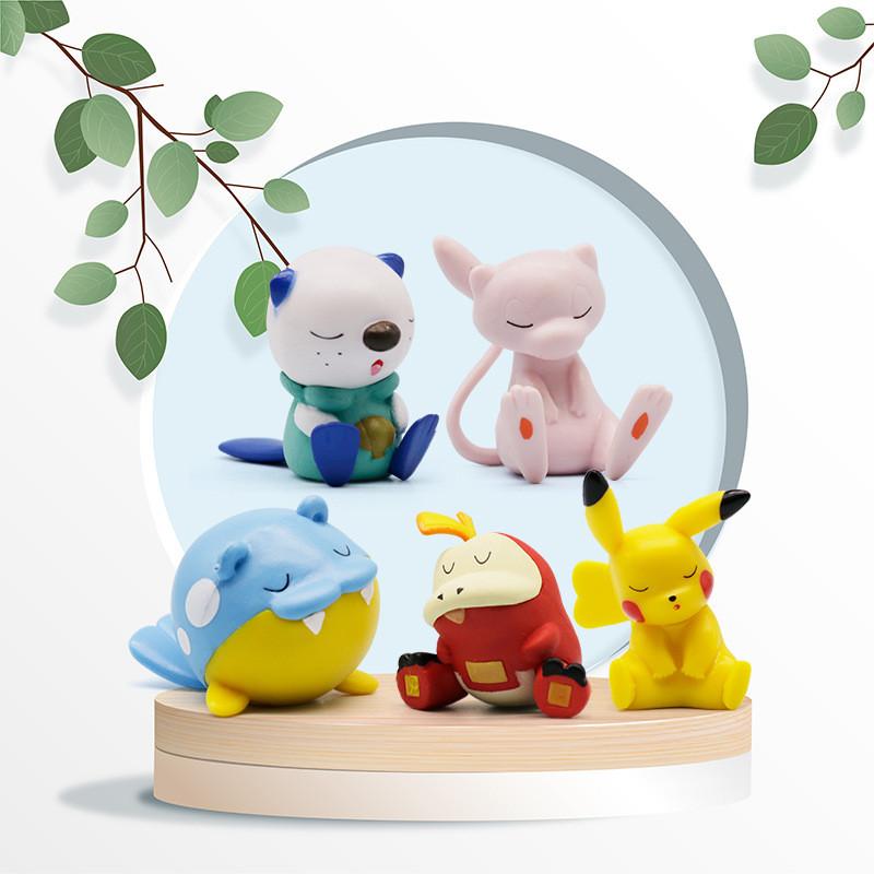 Pikachu 5pcs Sleeping Action Figure Capsule Toy Anime Collectible Doll