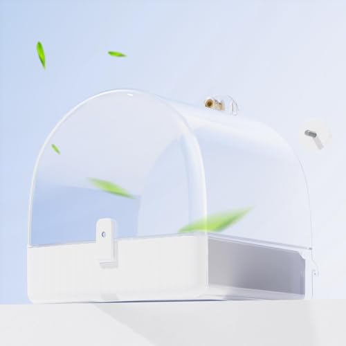 BUCATSTATE Bird Bath for Parakeets and Birds, Large Size, Bird Cage Accessory, External Bird Bath, Cage Mountable, Retractable, Multifunctional, Water