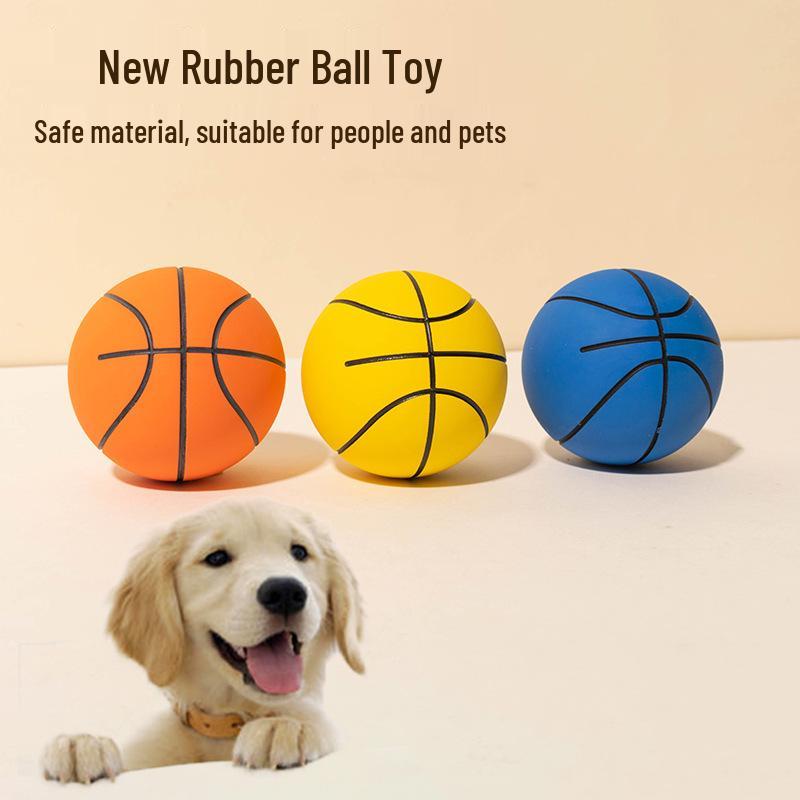 6cm High-Elastic, Bite-Resistant Rubber Basketball Teething Toy for Medium-Large Dogs