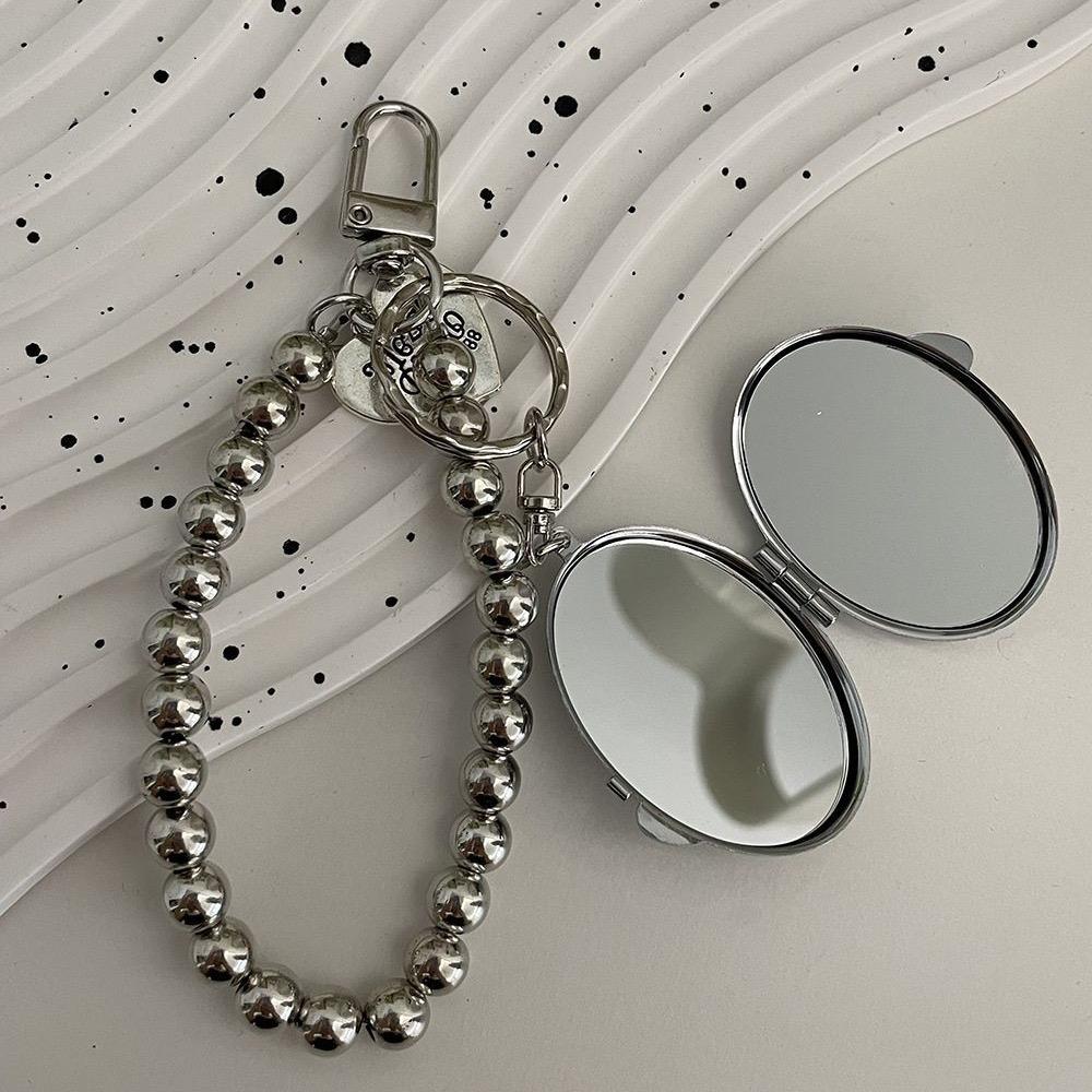 Metalowy Brelok do Kluczy w Kształcie Serca Lusterko Wisiorek do Telefonu Komórkowego Zapobiegający Zgubieniu Metalowy Y2k Lusterko Brelok Wisiorek do Słuchawek Aparatu