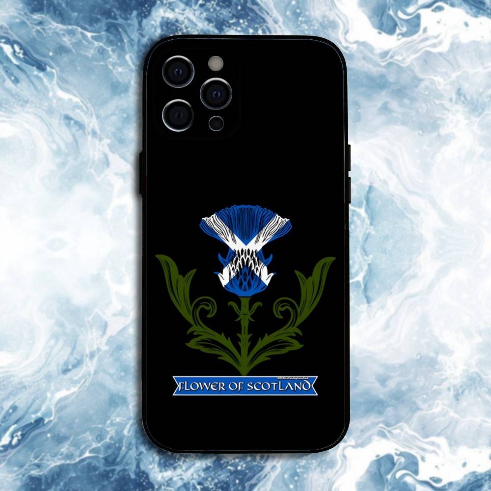 Scotland Scottish Flag Phone Case For iPhone17,16,15,14,13,12,11 Plus,Pro Max, Soft Silicone Black Cover