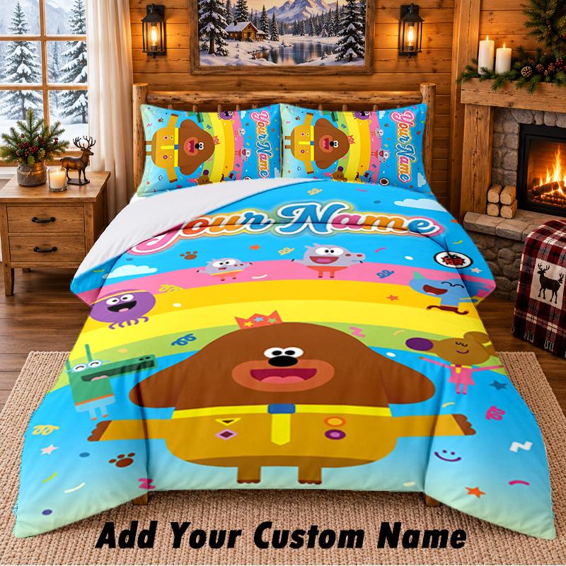 Hey Duggee Custom Name 3Pcs Bedding Set 1 Bed Sheet 2 Pillowcases Bedroom Home Decor