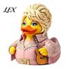 Plastová soška kachny pro domácí dekoraci Parton Memorial Duck, figurka Dolly, soška country hudby, ručně malovaná figurka hudebníka s kytarou, dekorativní