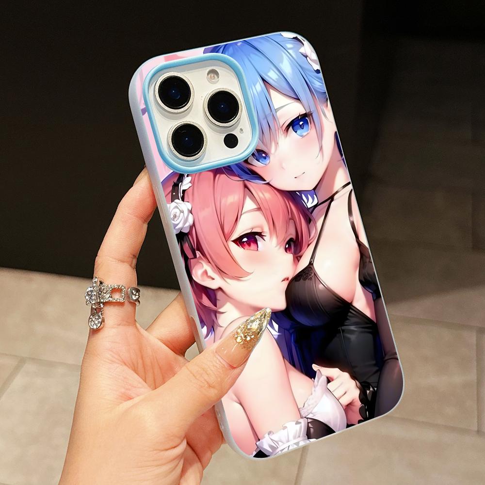 ReZero Rem Ram Jelly Double layer Light Blue Mobile Phone Case for iPhone 17 16 15 14 13 12 11 Air Pro Max Plus Protective