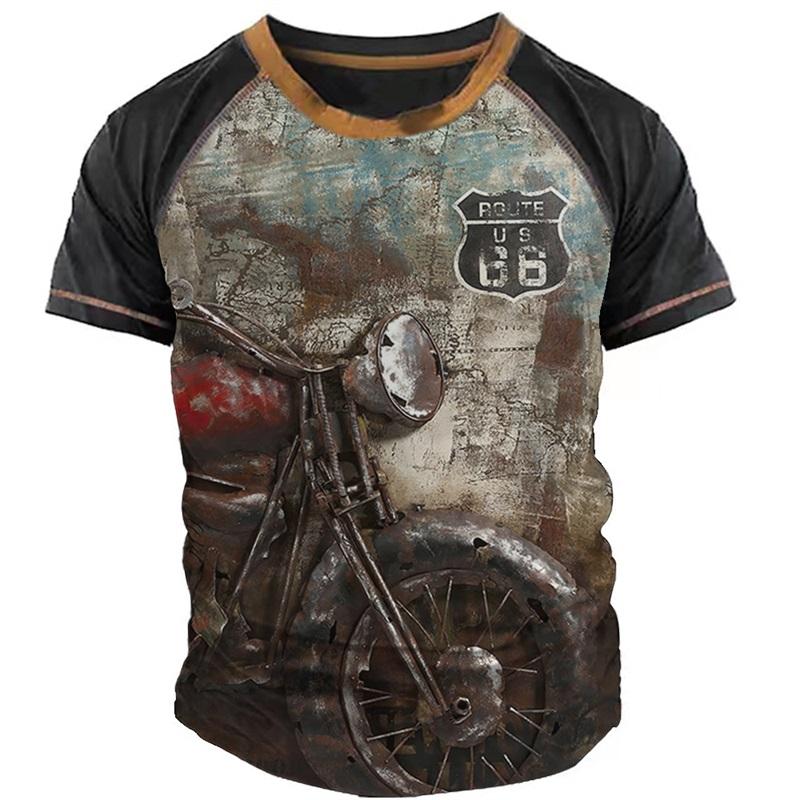 Vintage Motorcycle T Shirts For Men 3d Print Graphics T-shirts For Men Short Sleeve Male Motorcycle Shirts Tee Tops Streetwear
