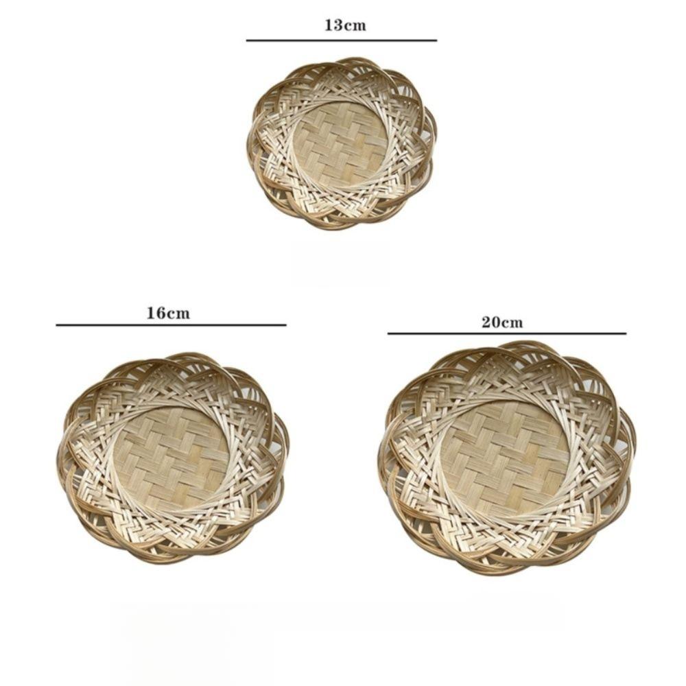 Round Wicker Bread Basket Home Organizer Bamboo Woven Basket Decorative Serving Tray  Living room