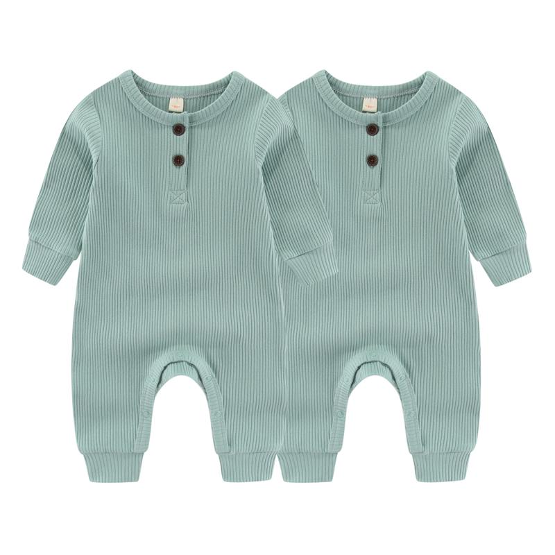 

2 шт., однотонный весенний детский комбинезон унисекс, мягкий хлопковый комбинезон для новорожденных мальчиков и девочек, одежда 12-18Months