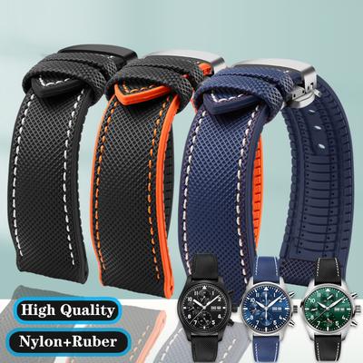 20mm 22mm 23mm 24mm Nylon Unterseite Gummi Wasserdicht Uhrenarmband für Longines IWC Pilot Mark 18 Seiko Omega Serie Uhrenarmband