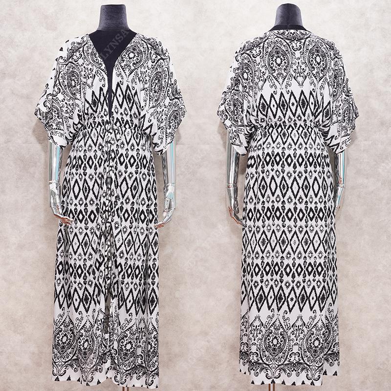 Lässige Bikini-Vertuschungen, blaue Tunika, Boho-Druck, Sommer, Übergröße, Strandkleidung, Badeanzug-Vertuschung