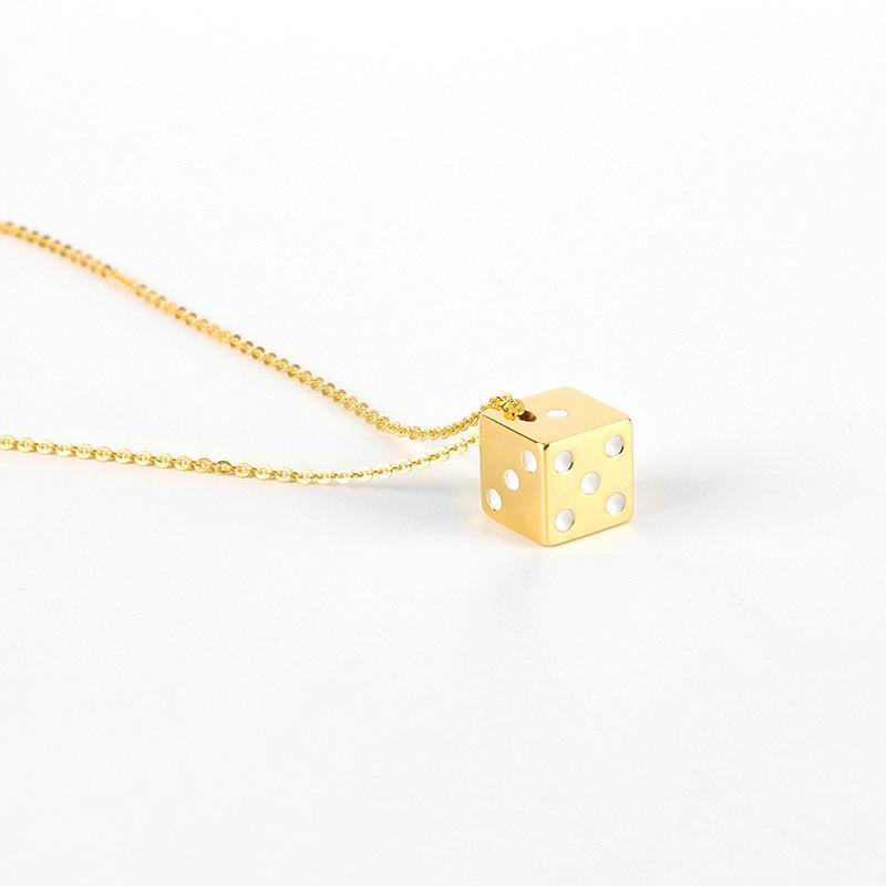 Trendy Unisex Lucky Dice Pendant Necklace: Minimalist Solid Color Design