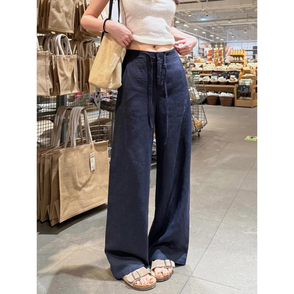 Summer's Popular Choice: Women's Loose High Waist Tie Linen Pants