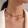 French Retro Colored Zircon Stone Pendant Choker Necklace for Women Fresh Style Versatile Daily Collarbone Short Necklace