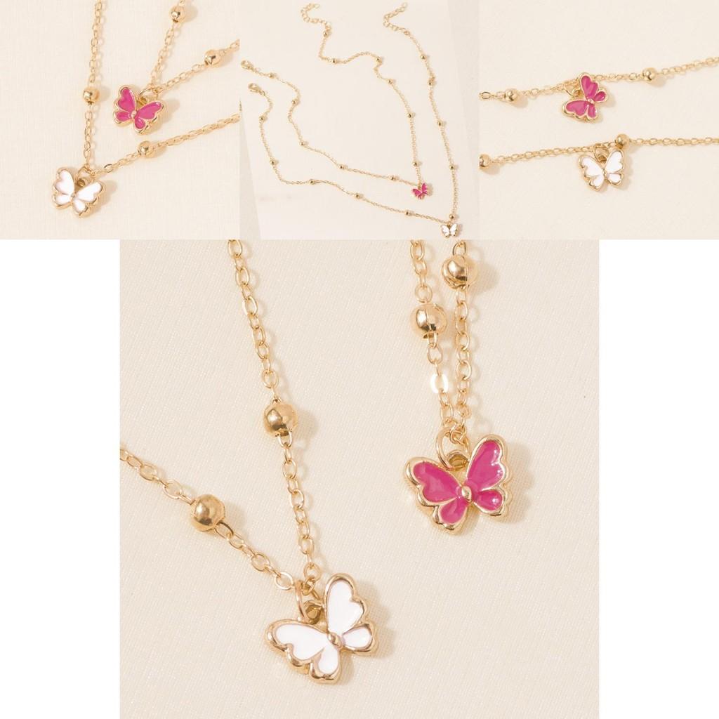 Unique Double Layer Butterfly Necklace For Women Chic Fashionable Alloy Pendant