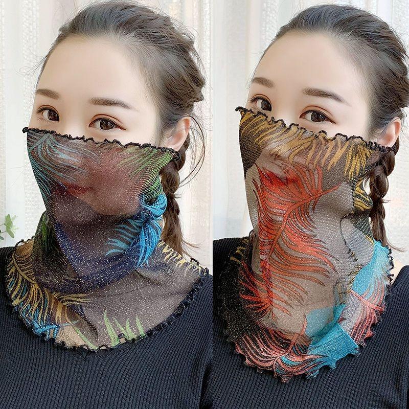 Kvinner Solkrem Skjerf Halsmaske Sommer UV-beskyttelse Pustende tynn maske Utendørs silkeskjerf