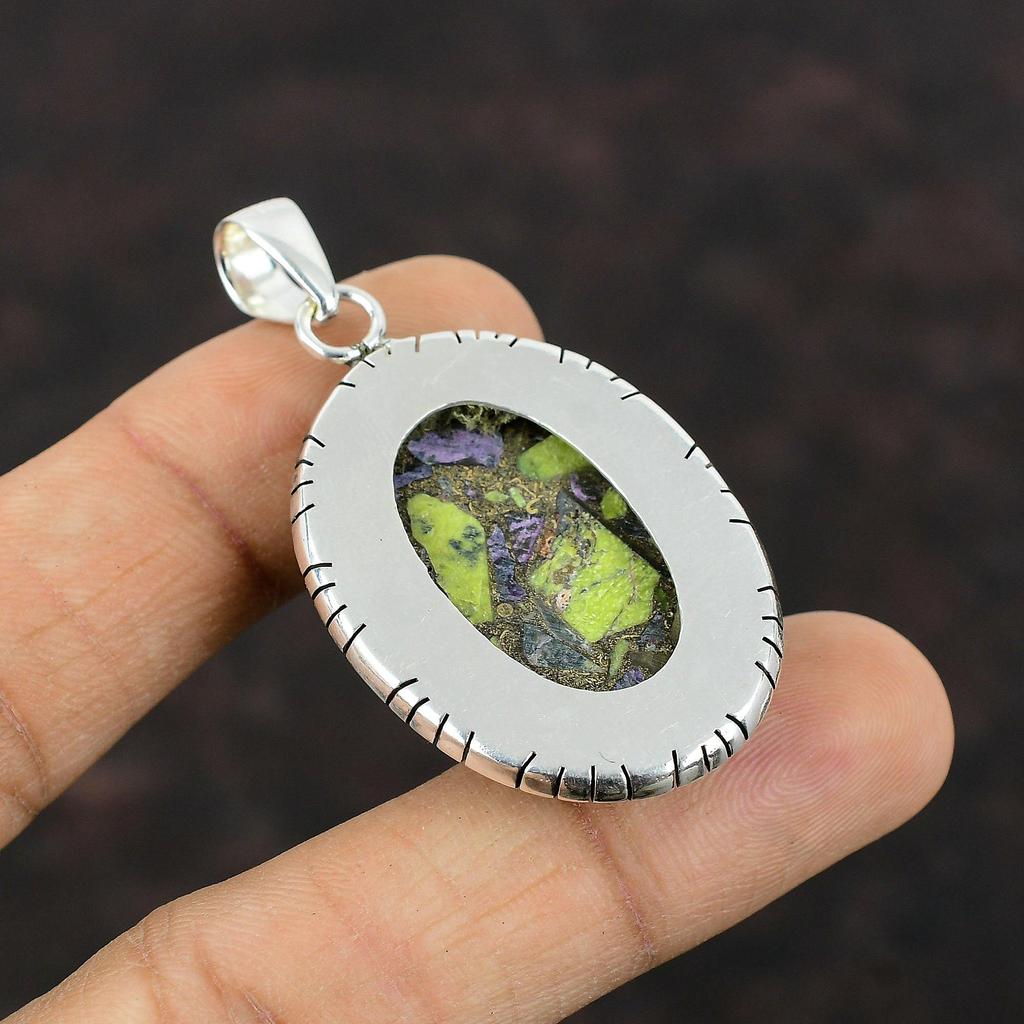 Hänge med kopparstichtit Högkvalitativt ädelstenshänge 925 Sterlingsilverhänge Helt nya smycken Handgjort Boho-hänge Jubileumsgåva