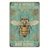 Vintage Metal Sign Bee Kind Wall Decor, Rustic Kitchen Tin Poster